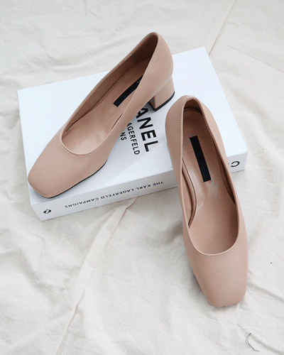 SH1069/Simple Square Daily Pumps Heel(225~250)